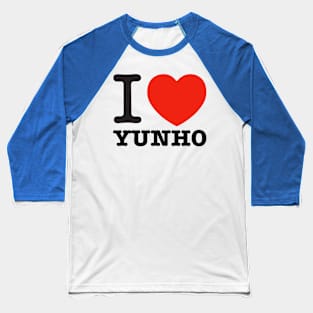 i love Ateez Yunho text typography heart | Morcaworks Baseball T-Shirt